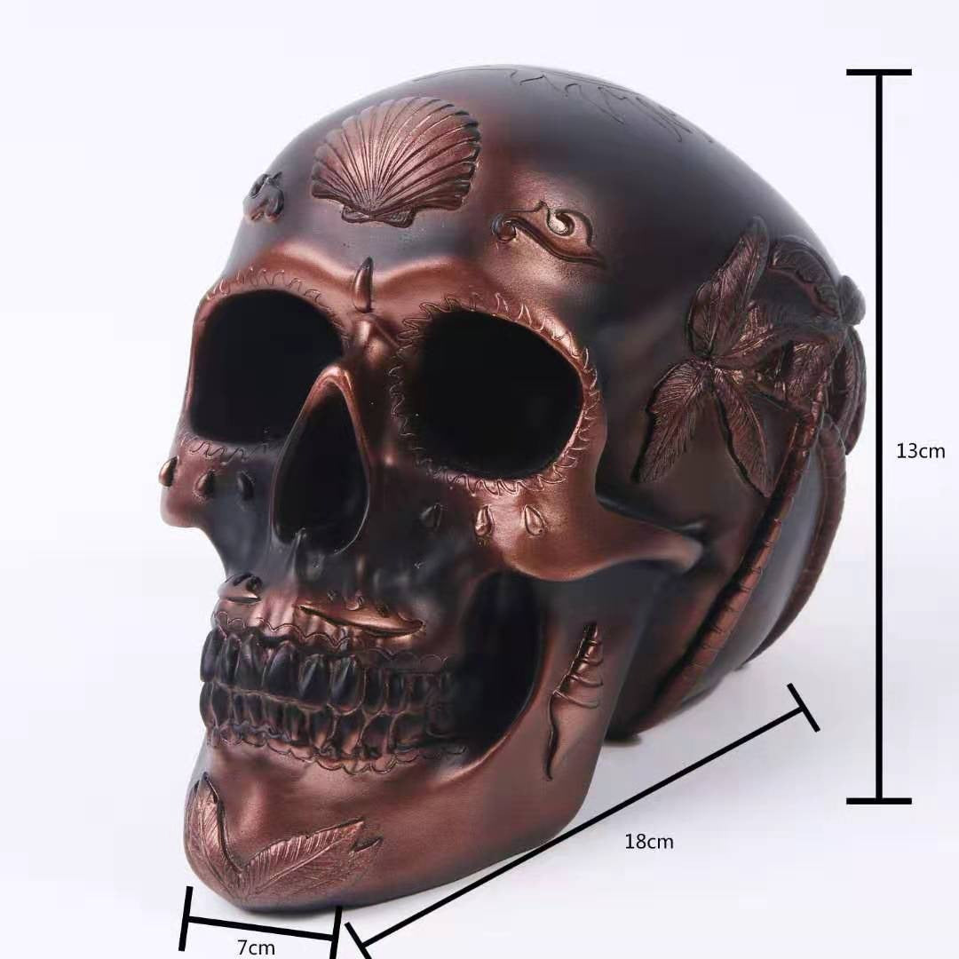 Detailed Skull Piggy Bank Gothic Home Decor Ornament