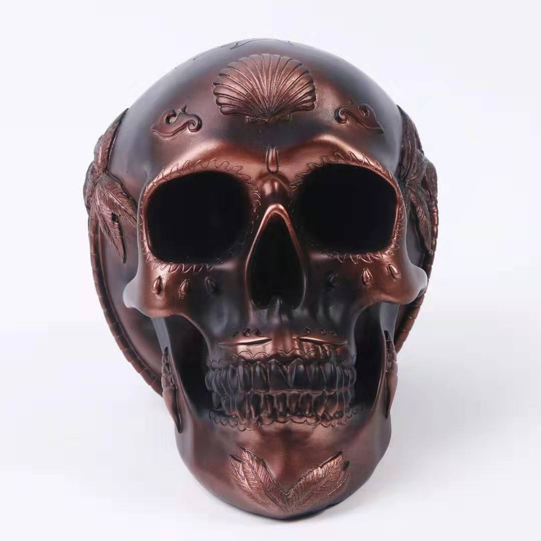 Detailed Skull Piggy Bank Gothic Home Decor Ornament