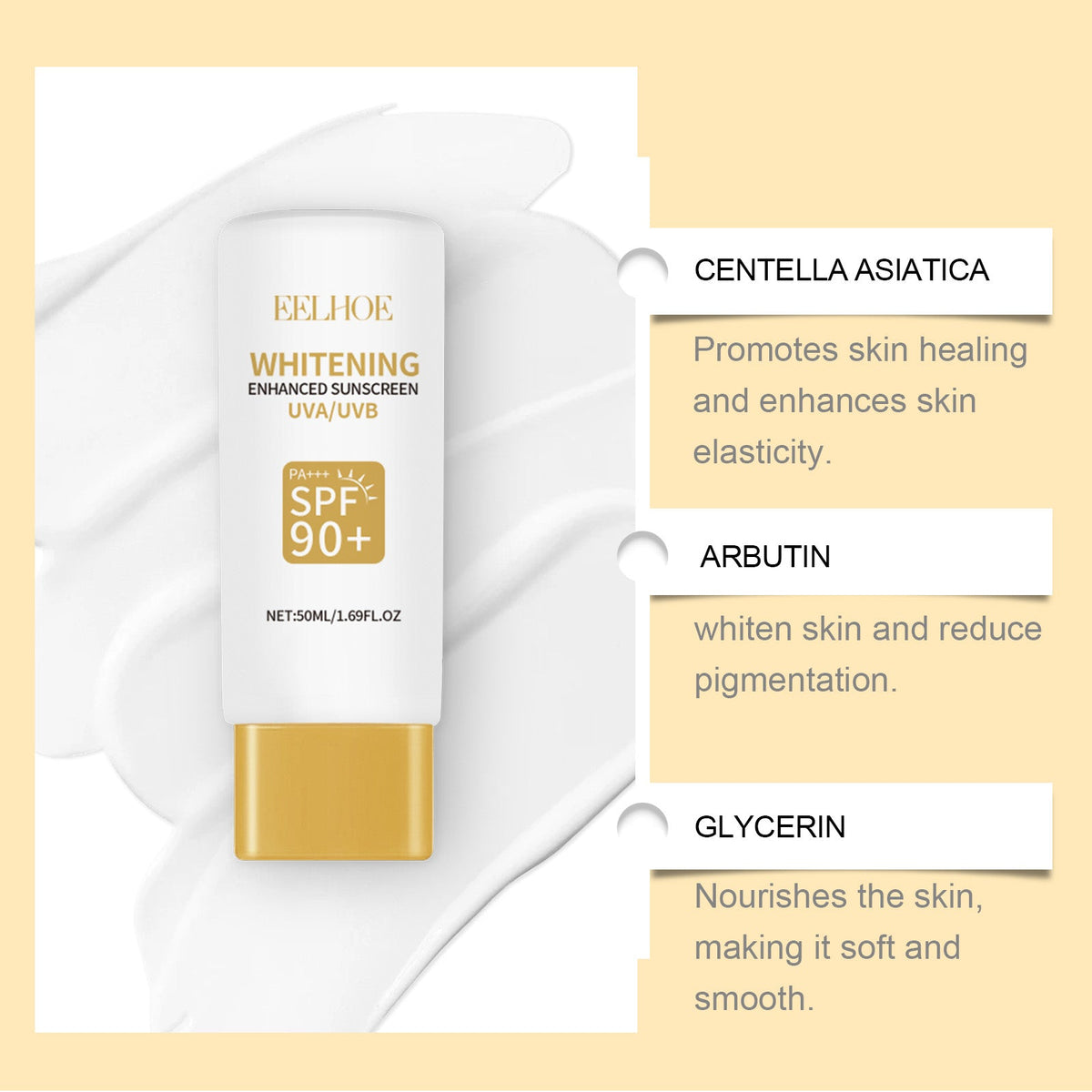 SPF 90+ PA+++ Sunscreen Cream for Outdoor Summer Days