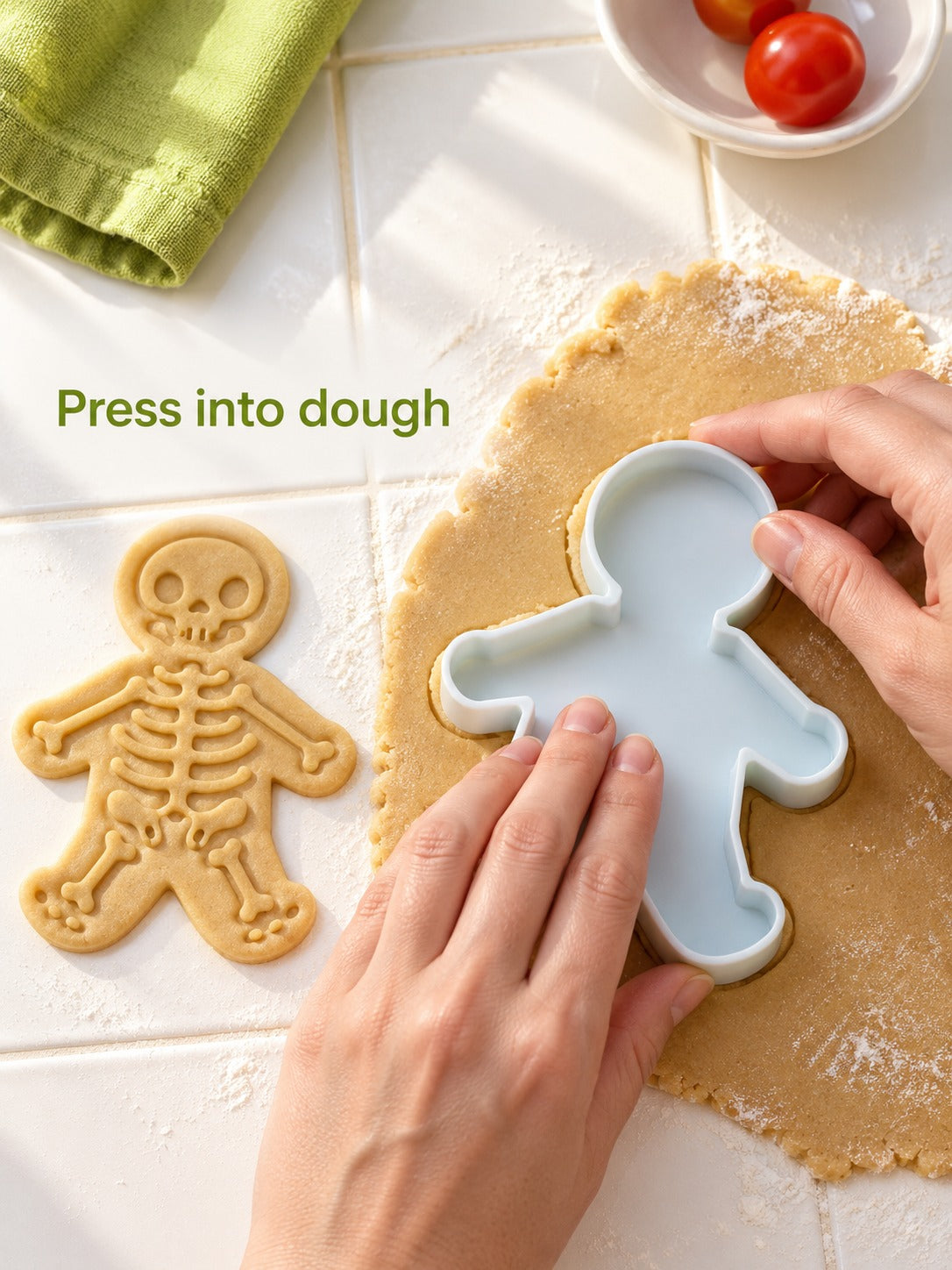 Skeleton Cookie Mold: Press-Cut Bone Detail for Halloween