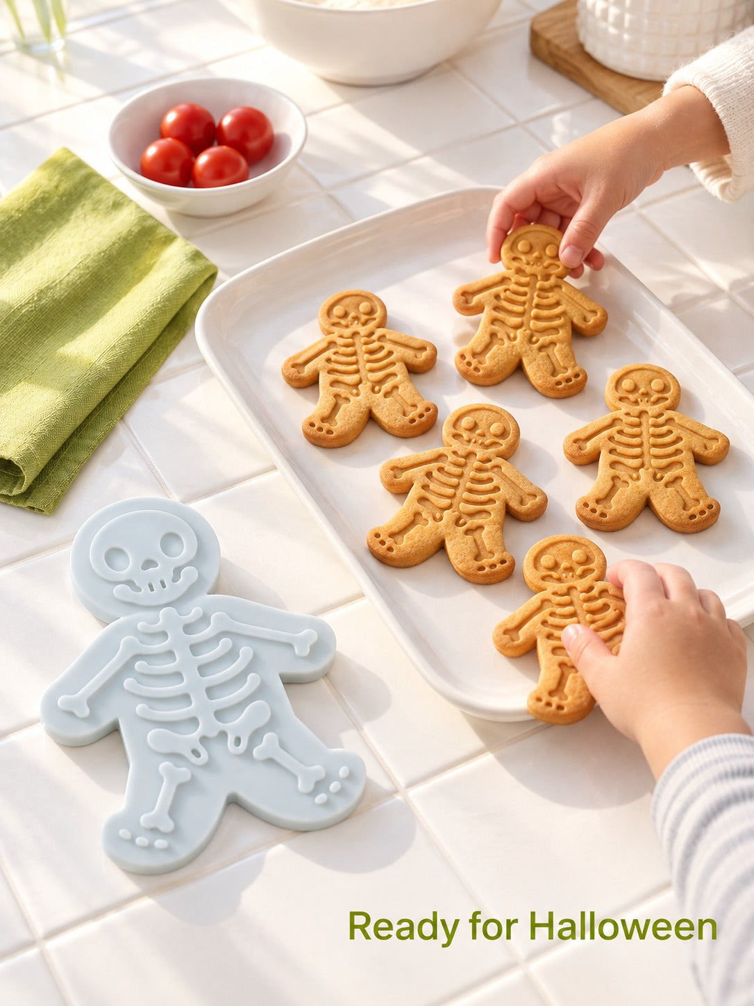 Skeleton Cookie Mold: Press-Cut Bone Detail for Halloween