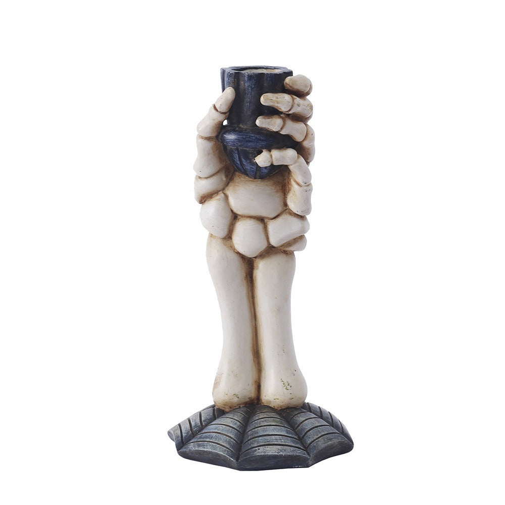 Skull Candle Holder – Gothic Taper Candle Display Accent