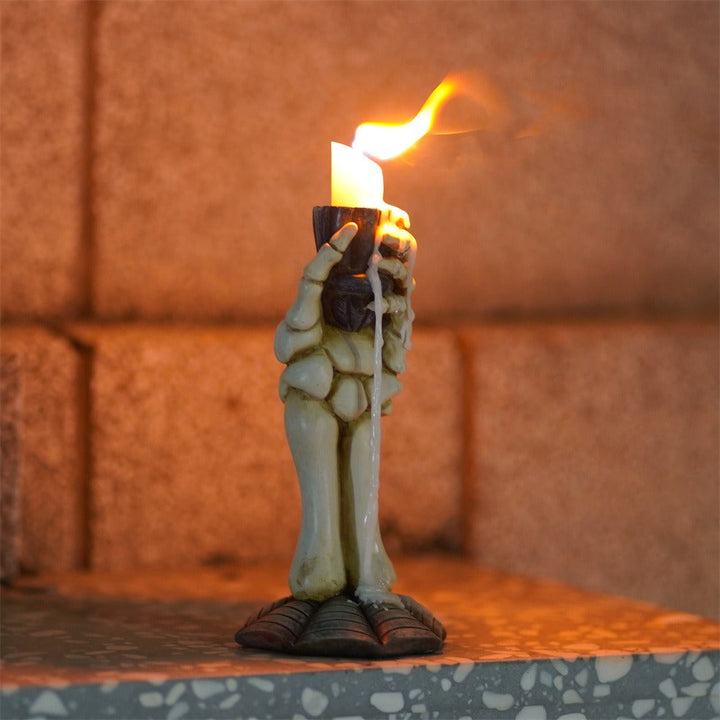 Skull Candle Holder – Gothic Taper Candle Display Accent