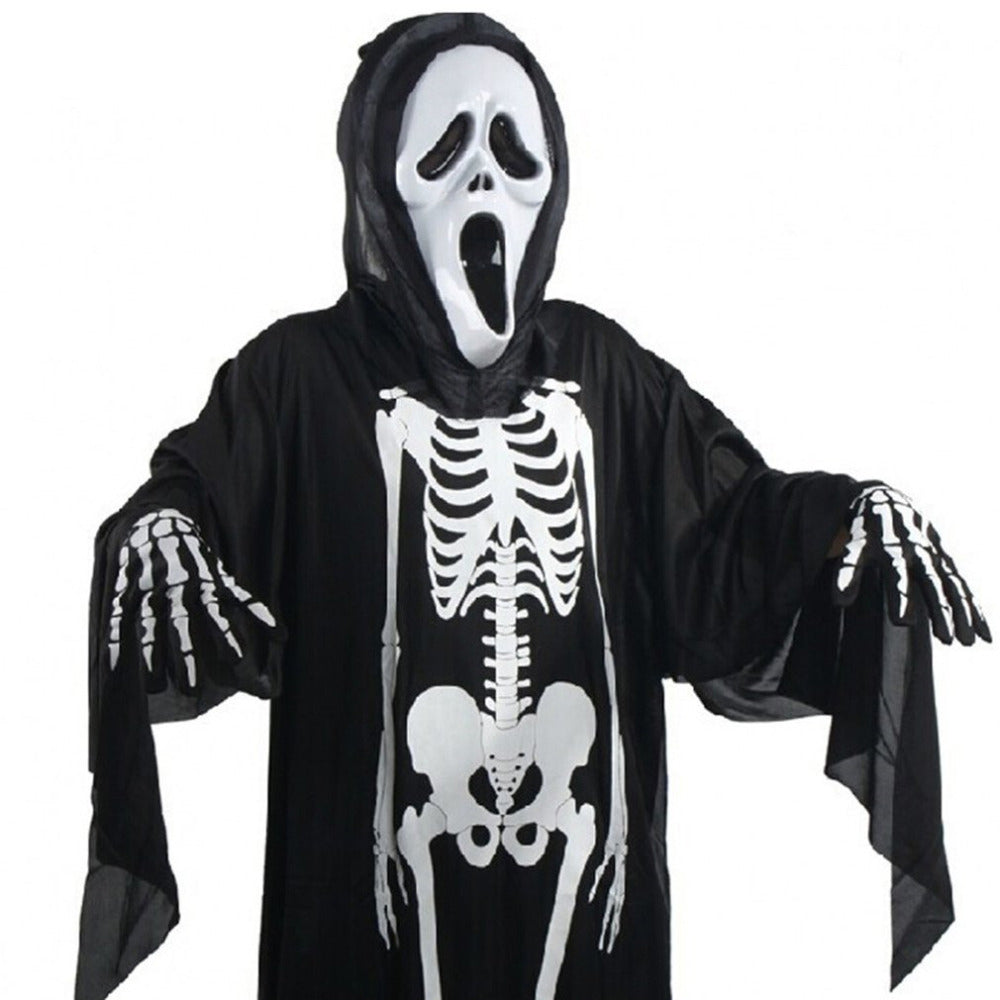 Skeleton Ghost Costume With Mask & Gloves | Halloween