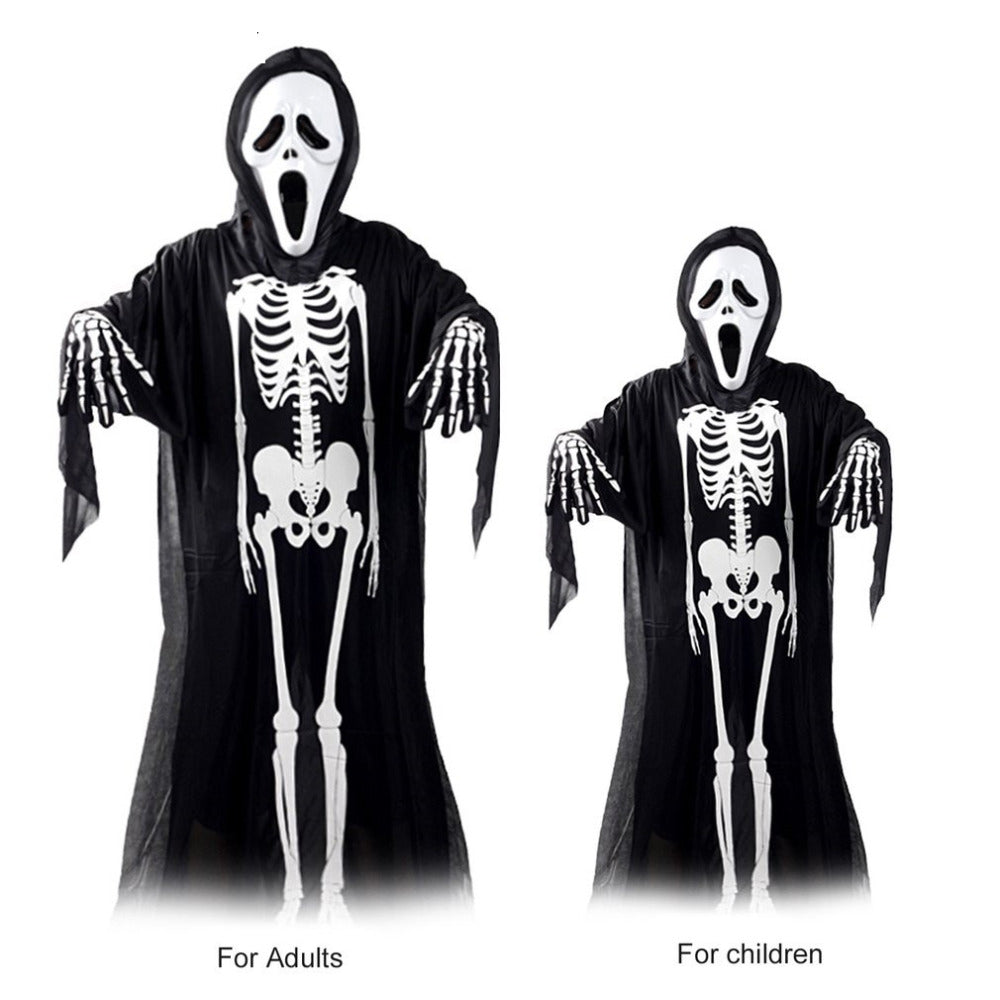 Skeleton Ghost Costume With Mask & Gloves | Halloween