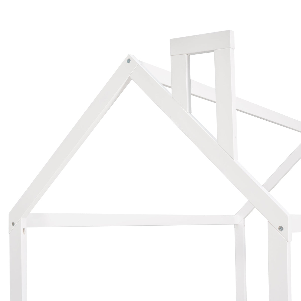 Twin Wood House Bed Frame with Picket Fence for Kids