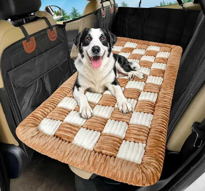 Dog Car Seat Cover Bed for Plush Rear-Seat Comfort