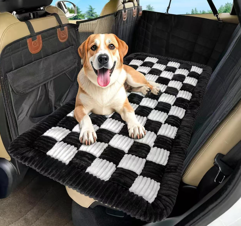 Dog Car Seat Cover Bed for Plush Rear-Seat Comfort