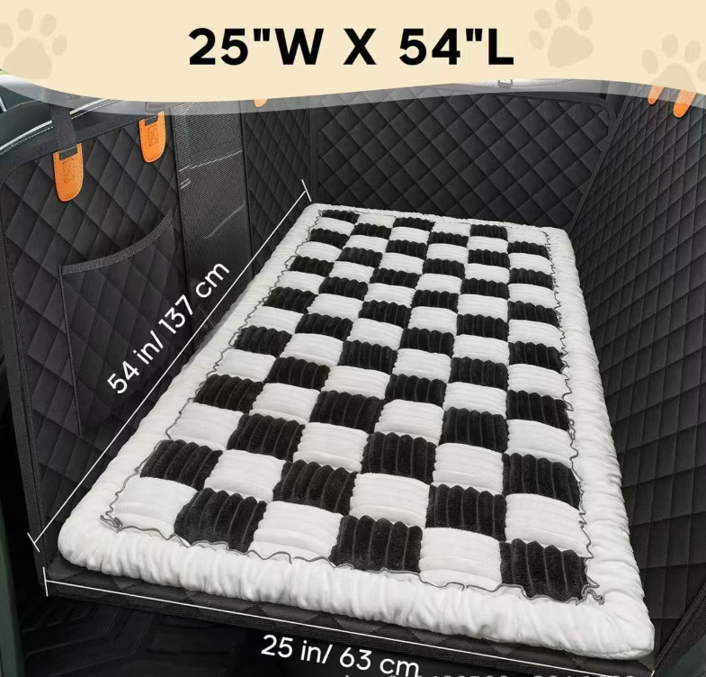 Dog Car Seat Cover Bed for Plush Rear-Seat Comfort