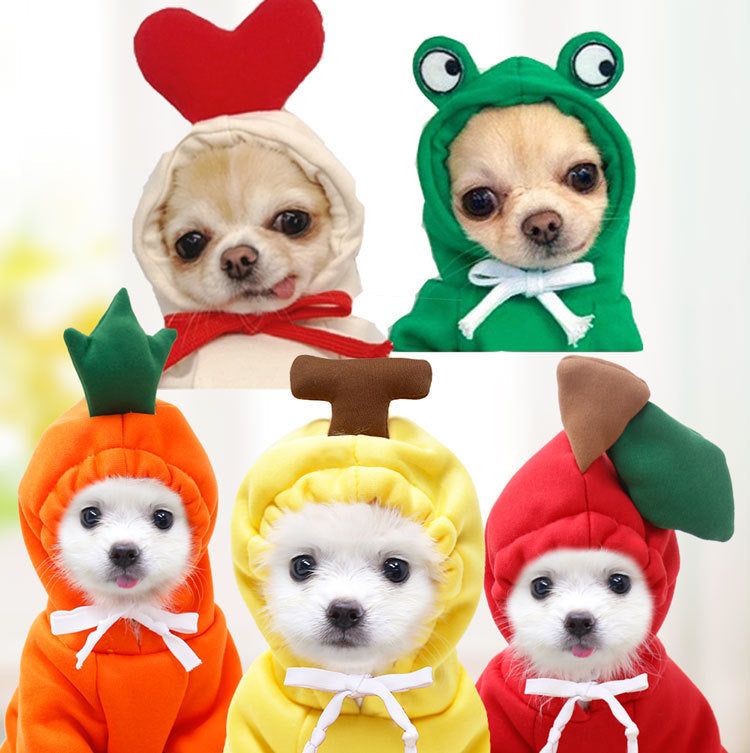 Small & Medium Pet Fleece Sweatshirt With Fruit Hood