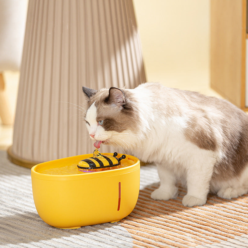 Bee Cat Water Fountain - Filtered Flowing Water Dispenser
