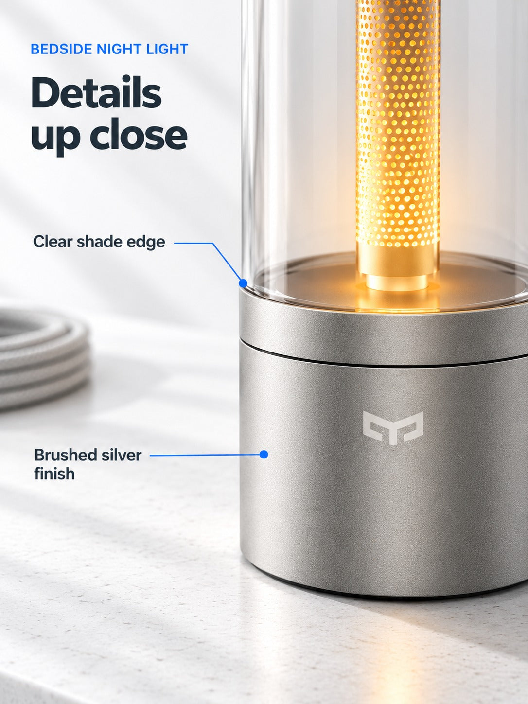 Smart Bedside Night Light with Candle-Style Warm Glow