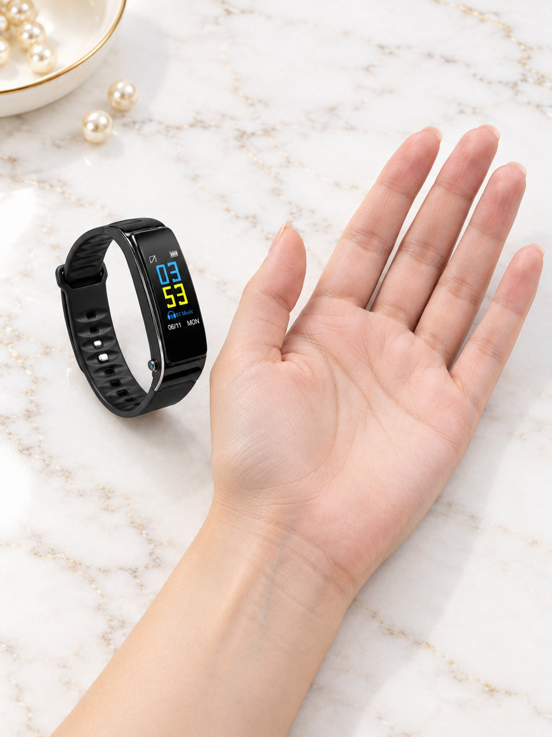 Smart Bracelet with Detachable Earbud and Heart Rate