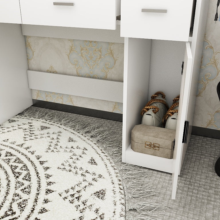 LED Mirror Dressing Table with Drawers and Shelves