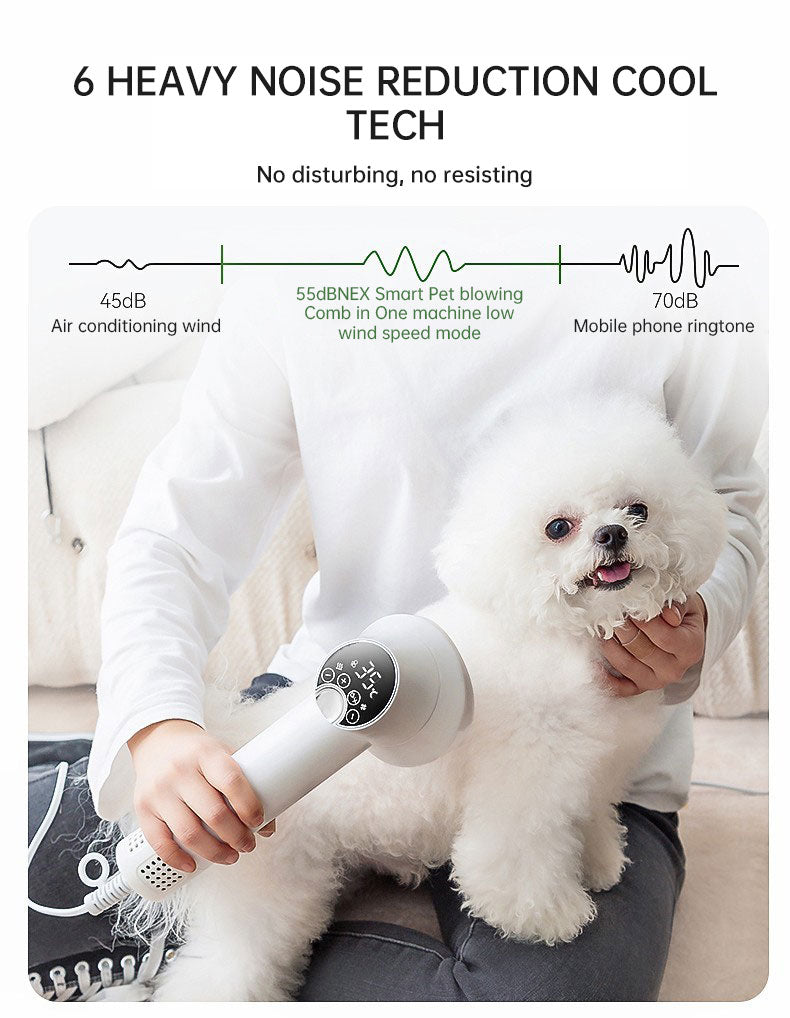 Smart Pet Hair Dryer Brush for Fluffy, Tangle-Free Coats