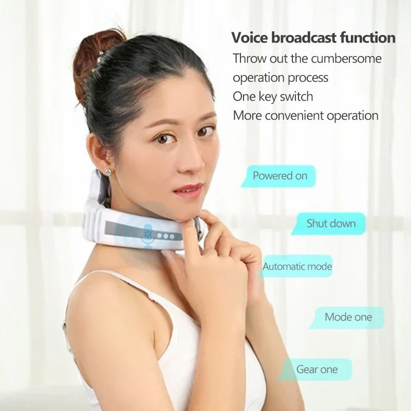 Electric Neck Massager with Voice Control and 3 Heads