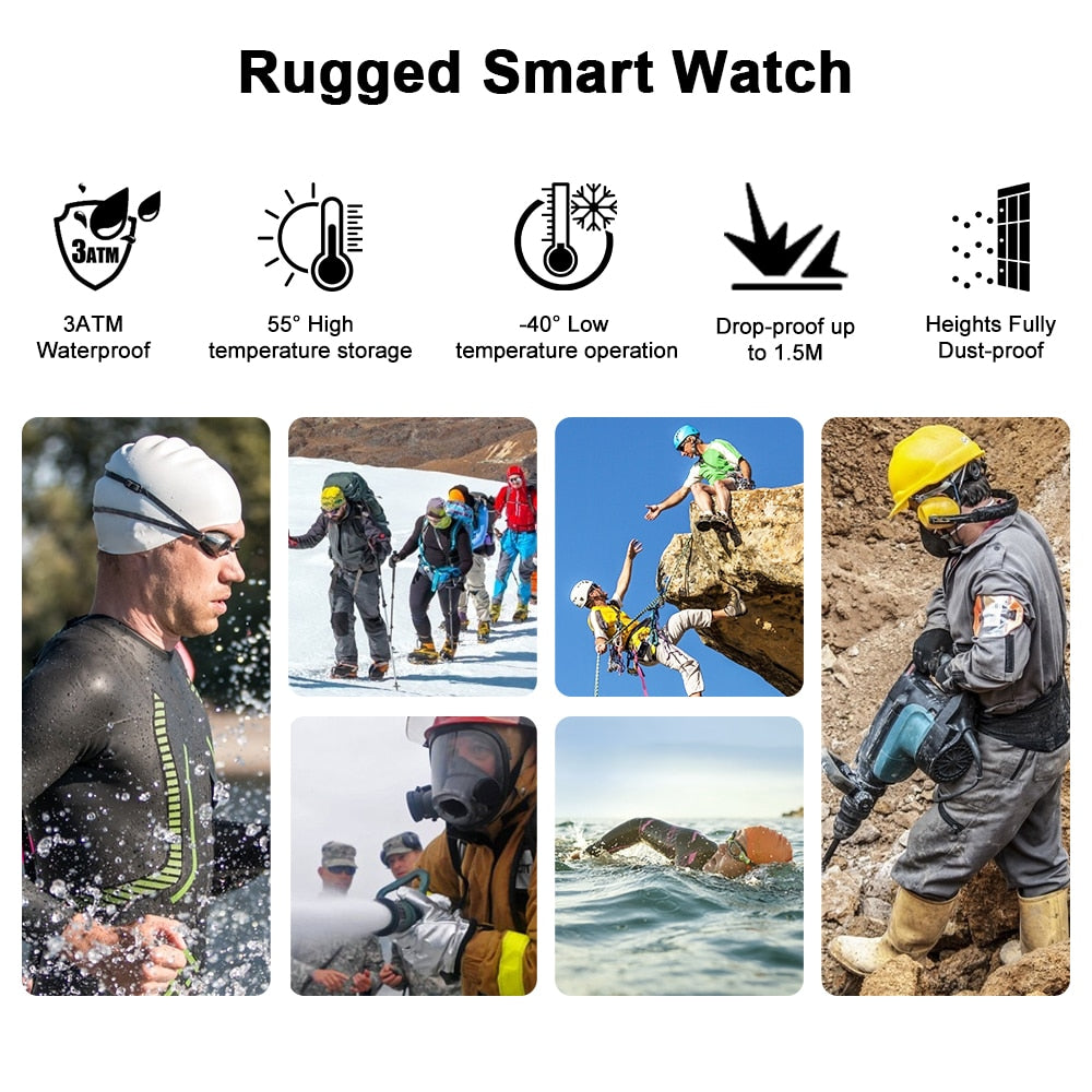 Rugged Smartwatch for Men: 3ATM Waterproof Fitness