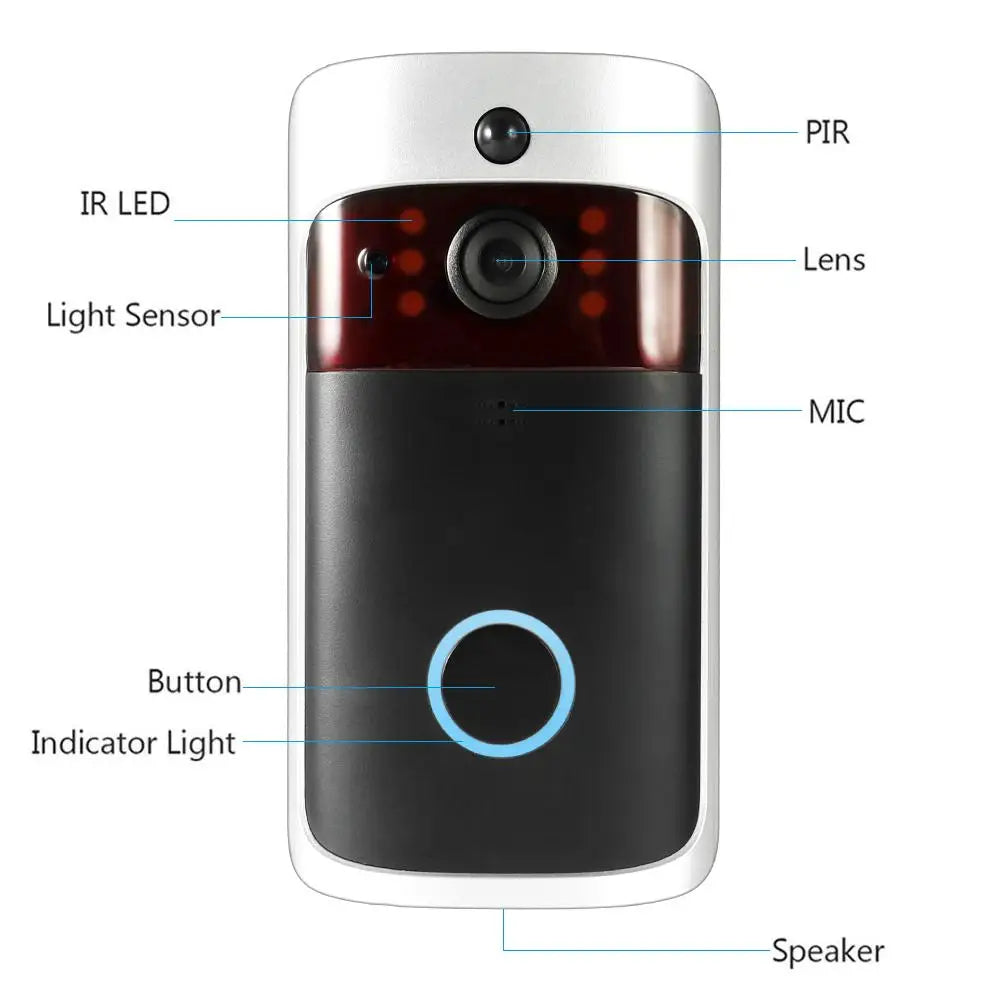 WiFi Video Doorbell with Night Vision and Motion Alerts