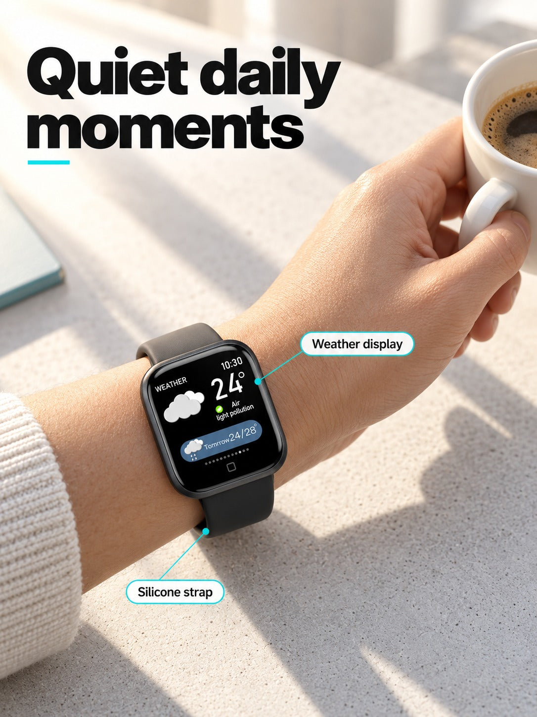 Smartwatch with Heart Rate, Body Temp & Notifications