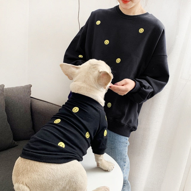 Matching Dog And Owner Sweatshirts – Smiley Face Set