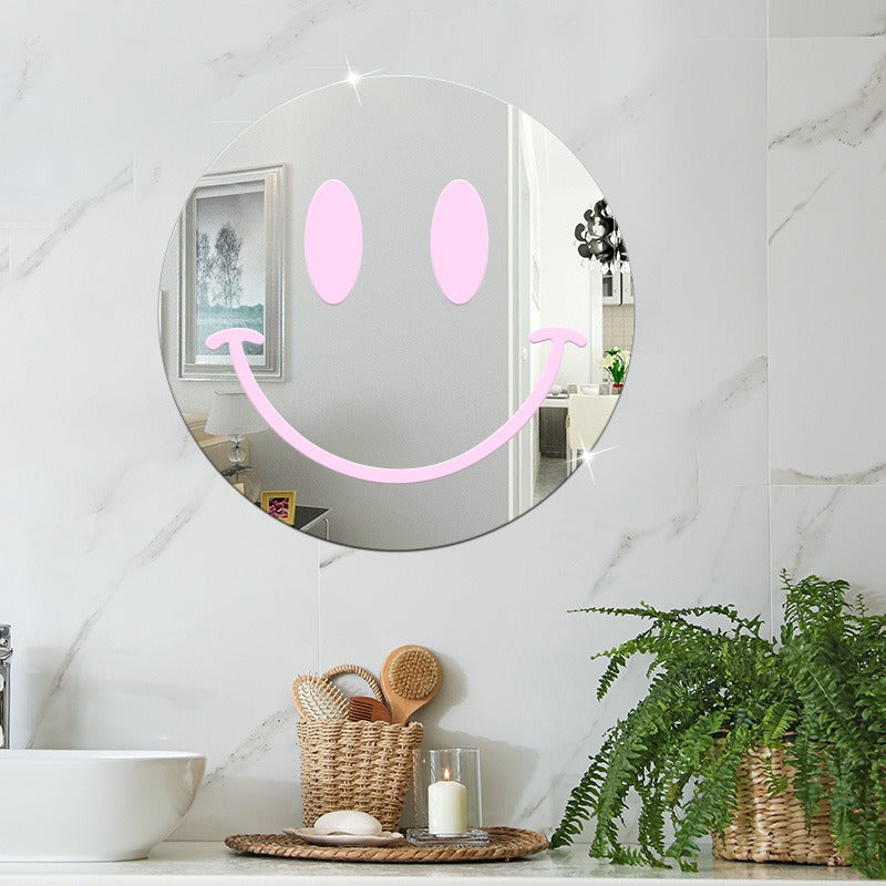 Smiley Face Wall Mirror, Lightweight Acrylic Makeup Mirror