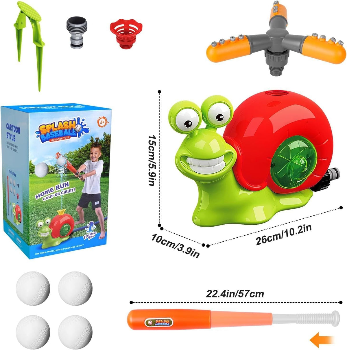 Snail Water Sprinkler Baseball Toy for Summer Fun