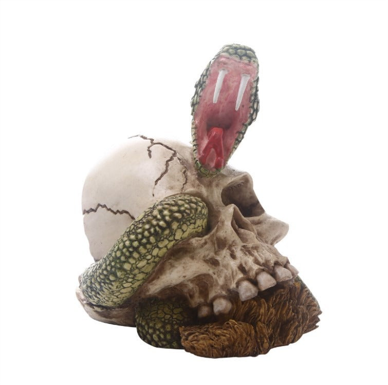 Snake Skull Ornament Gothic Resin Home Decor Sculpture