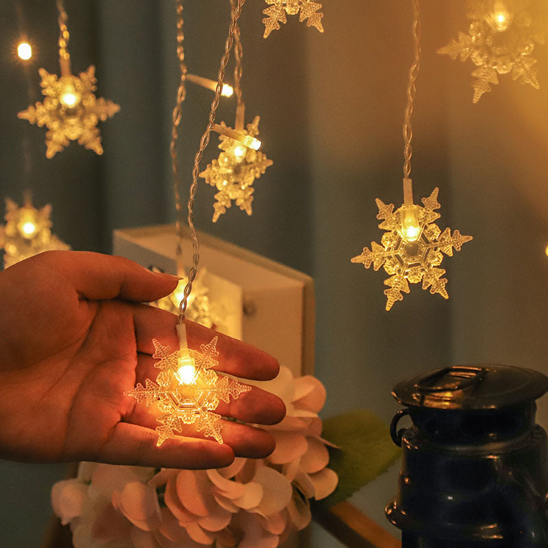 Snowflake Curtain String Lights for Holiday Windows