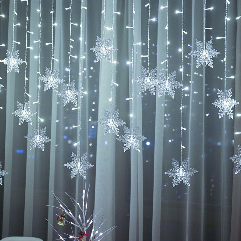 Snowflake Curtain String Lights for Holiday Windows