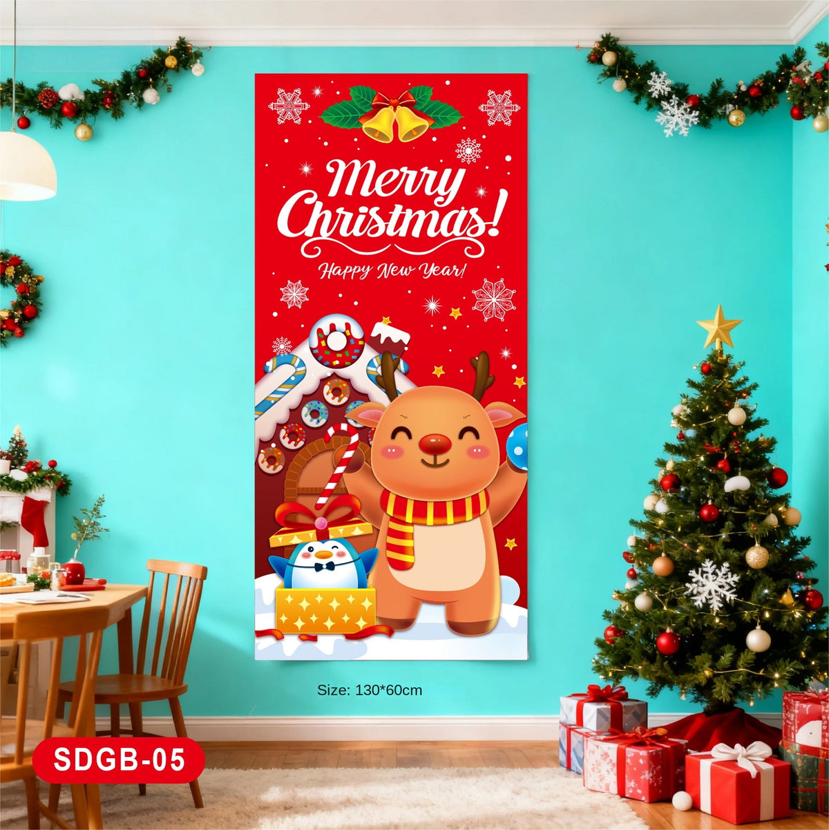 Christmas Red Banner — Cheerful Holiday Wall Display
