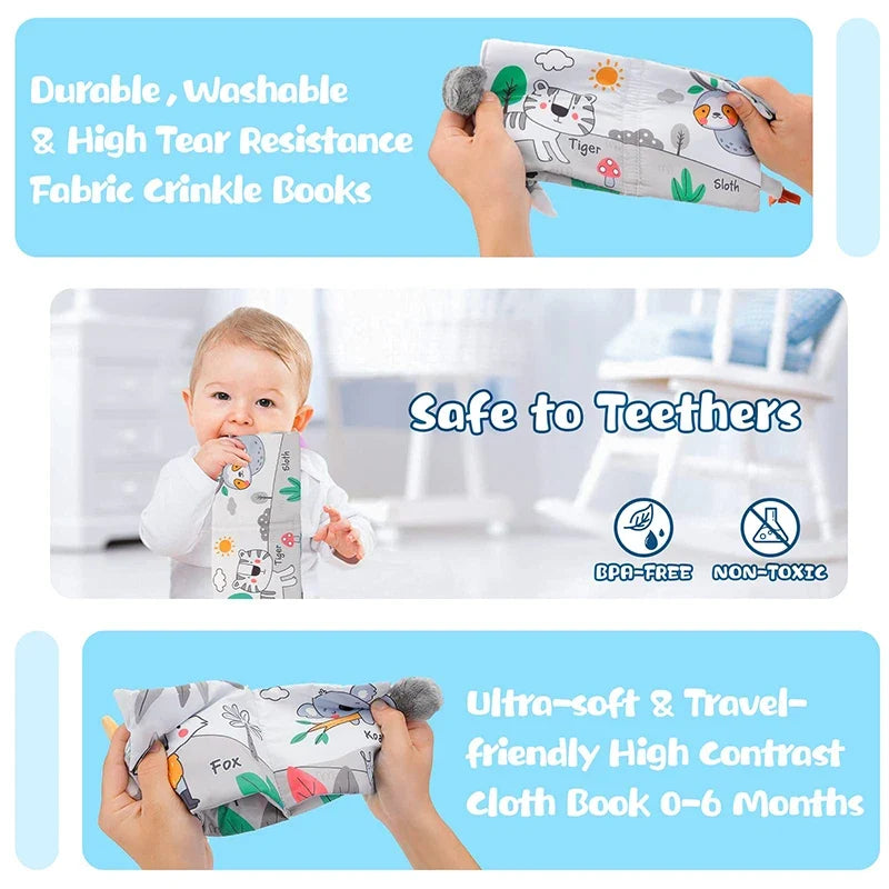 Soft Baby Cloth Book for High-Contrast Sensory Play