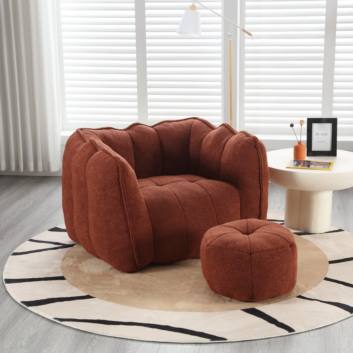 Bean Bag Chair with Footstool for Cozy Living Rooms