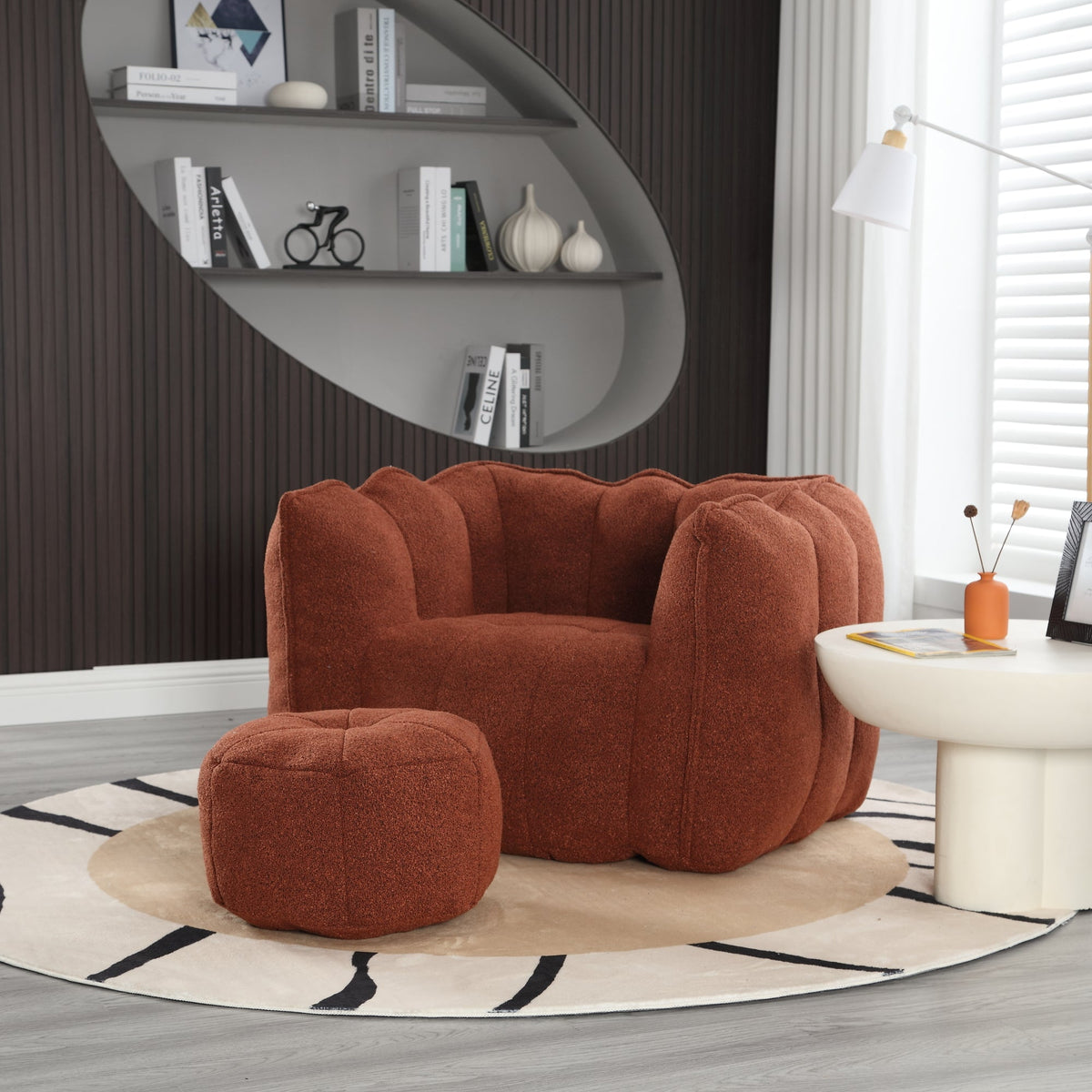Bean Bag Chair with Footstool for Cozy Living Rooms