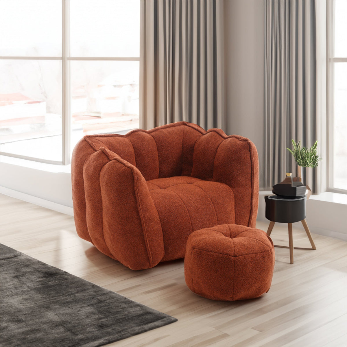 Bean Bag Chair with Footstool for Cozy Living Rooms