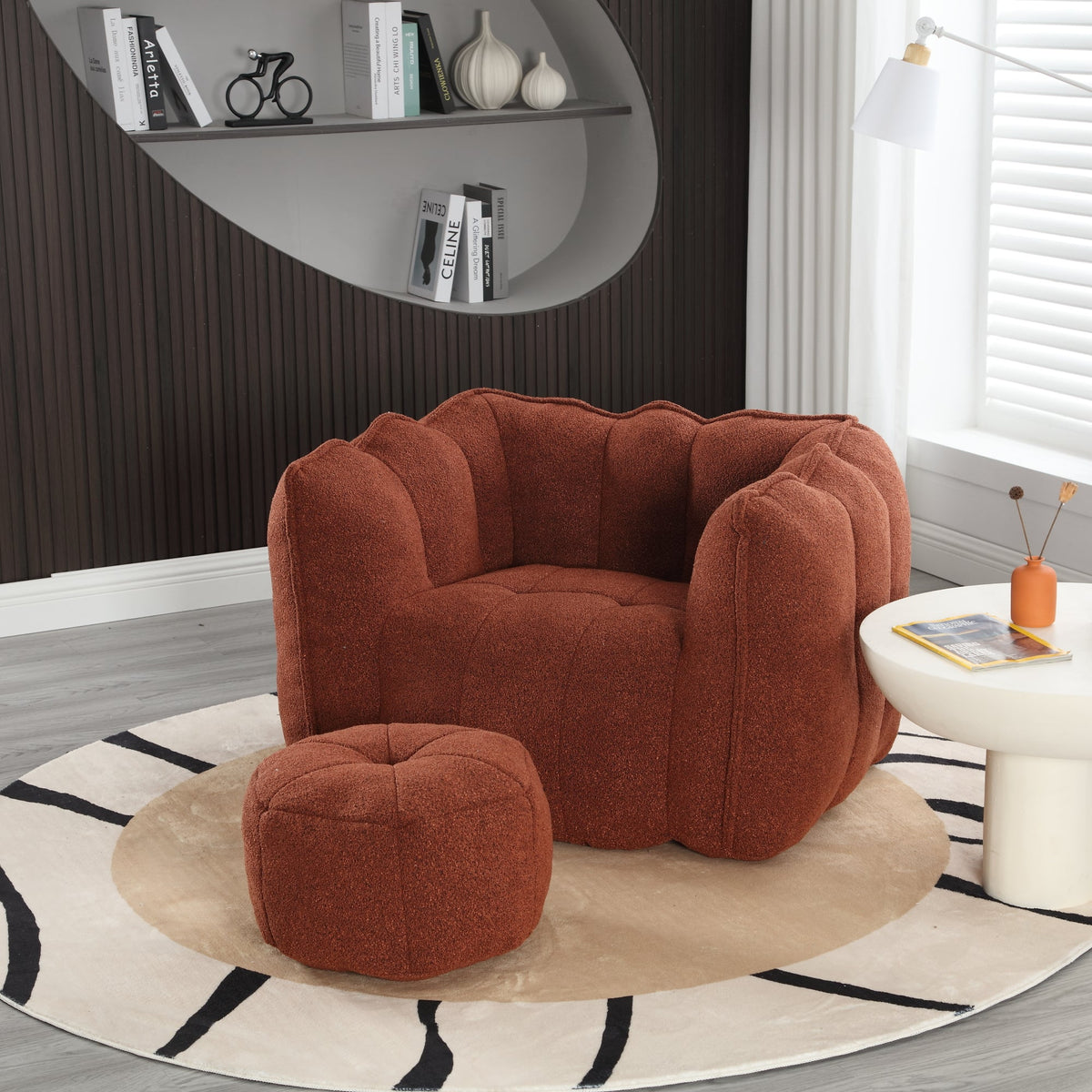 Bean Bag Chair with Footstool for Cozy Living Rooms