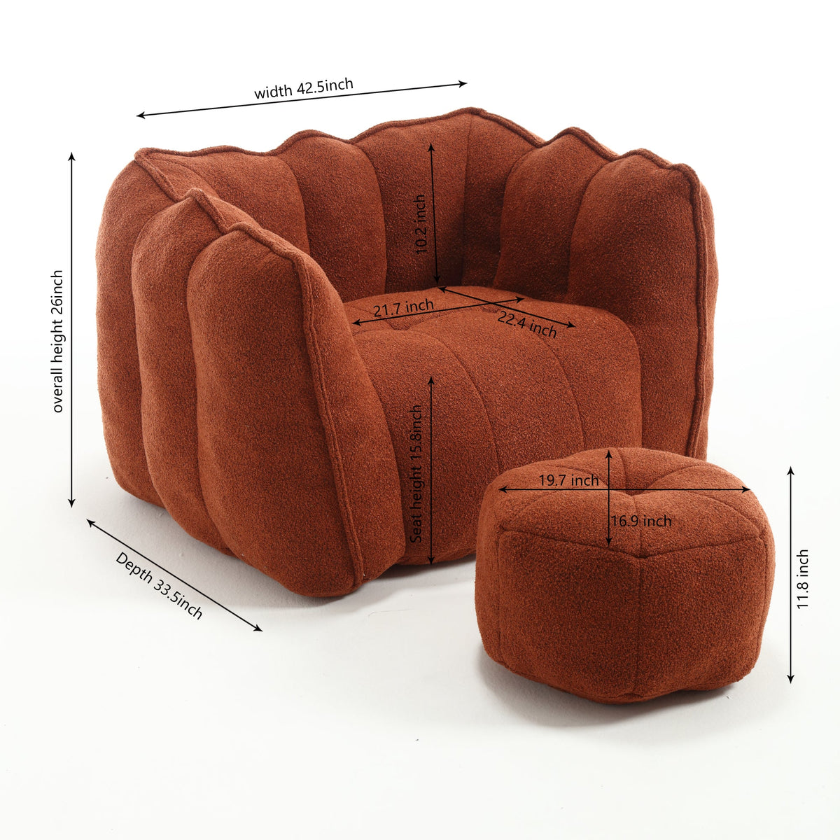 Bean Bag Chair with Footstool for Cozy Living Rooms