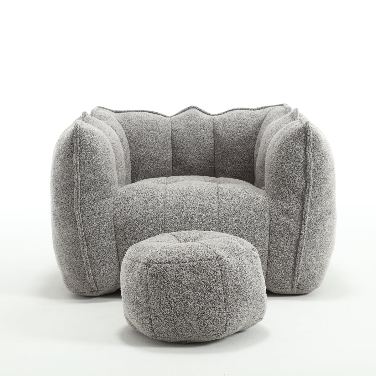 Foam Chip Bean Bag Chair with Footstool for Living Room