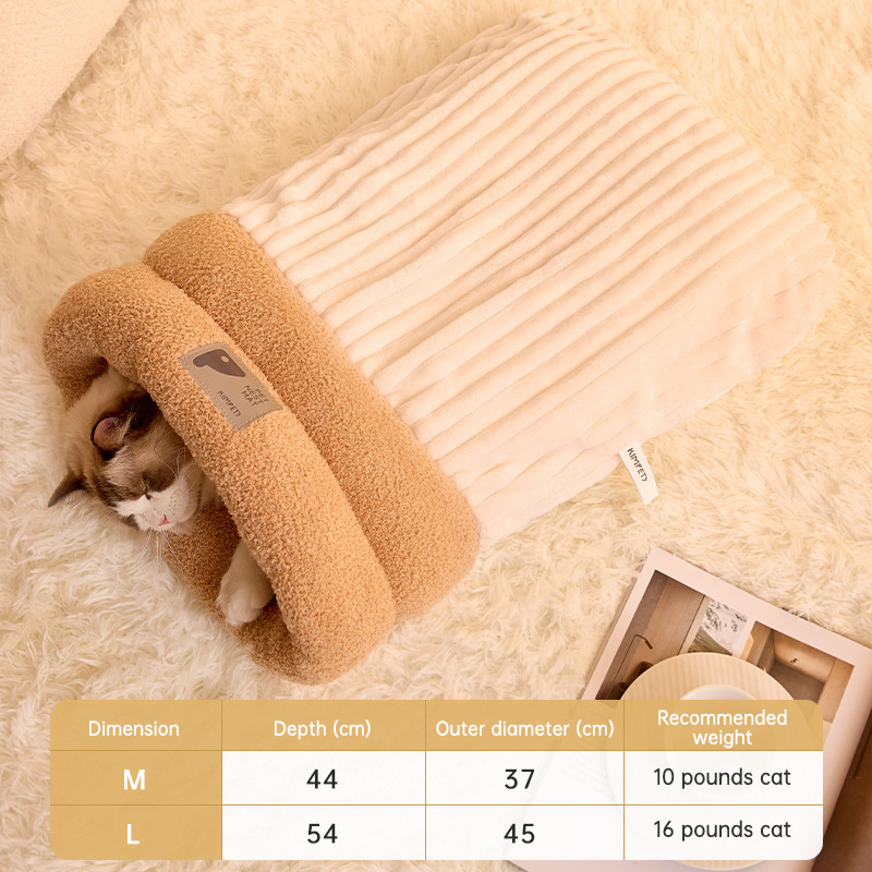 Enclosed Cat Bed Cave for Warm, Secure Winter Sleep