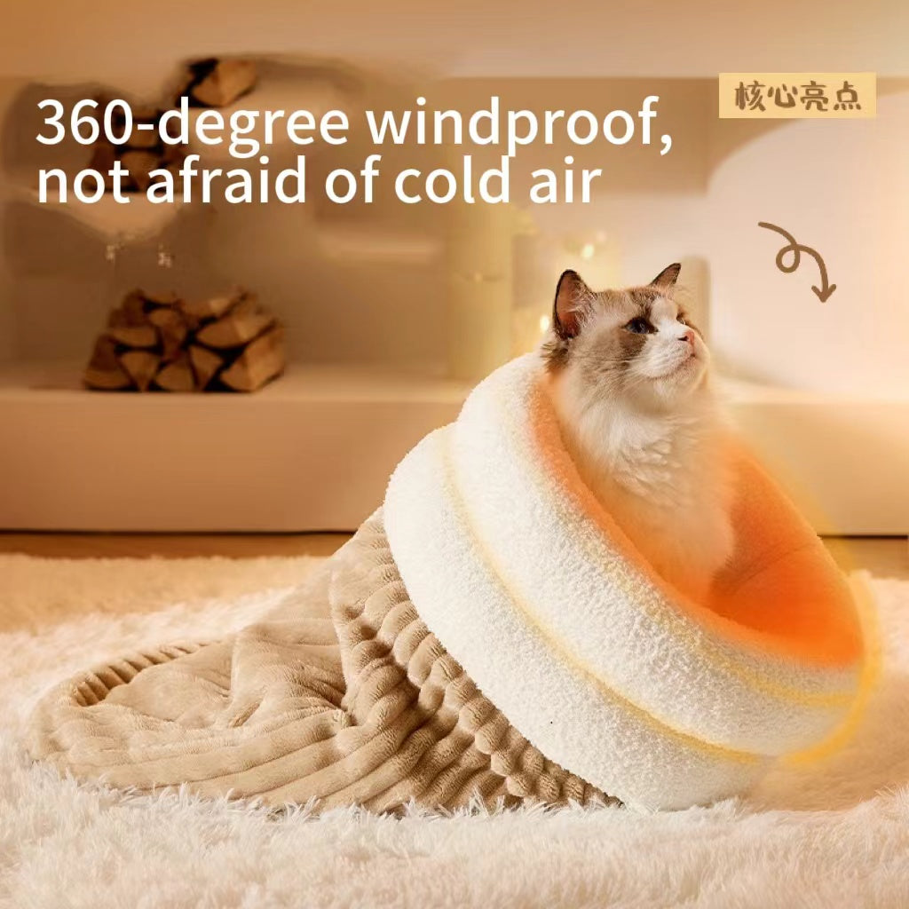 Enclosed Cat Bed Cave for Warm, Secure Winter Sleep