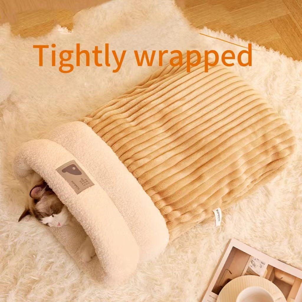 Enclosed Cat Bed Cave for Warm, Secure Winter Sleep