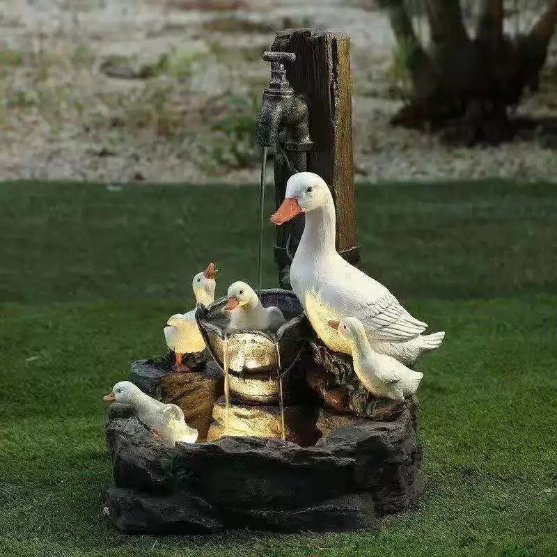 Solar Garden Fountain with LED Wildlife Waterfall
