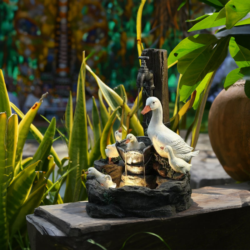 Solar Garden Fountain with LED Wildlife Waterfall