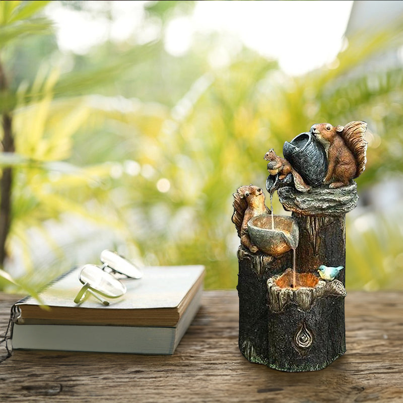 Solar Garden Fountain with LED Wildlife Waterfall