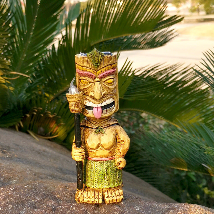 Solar Tribal Totem Lamp for Outdoor Garden Ambiance