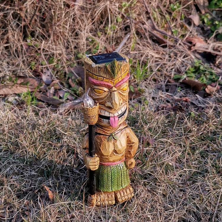 Solar Tribal Totem Lamp for Outdoor Garden Ambiance