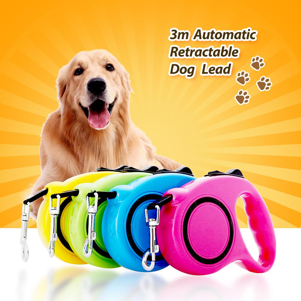 Retractable Dog Leash with One-Handed Lock, 3M or 5M