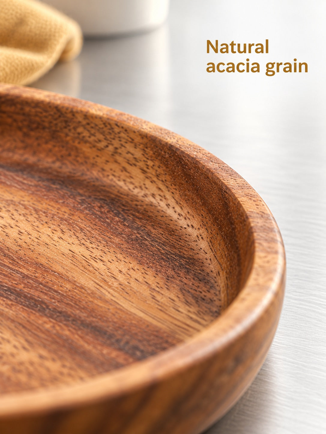 Solid Acacia Wood Oval Serving Tray for Tea and Snacks