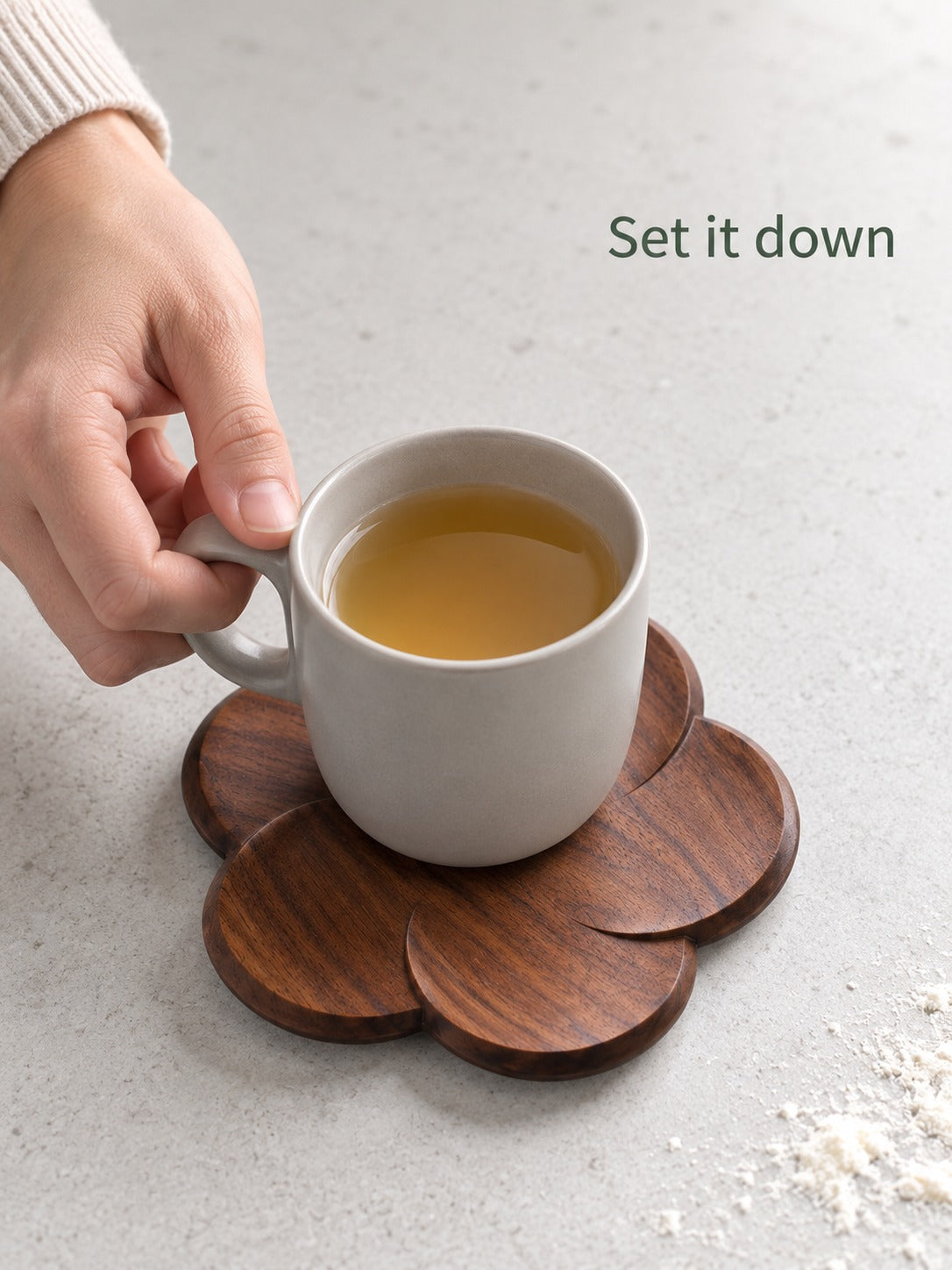 Solid Black Walnut Plum Blossom Coaster for Teacups