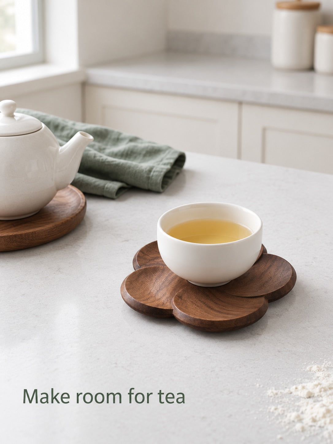 Solid Black Walnut Plum Blossom Coaster for Teacups