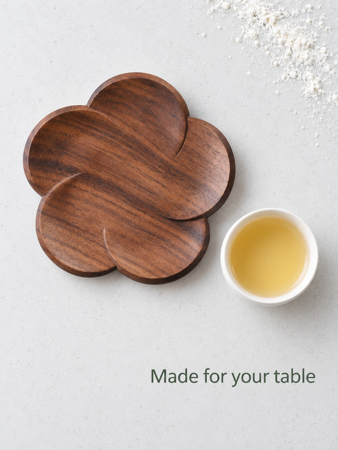 Solid Black Walnut Plum Blossom Coaster for Teacups